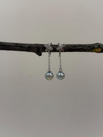 Akoya silver blue pearl s925 silver earrings clip no piercing for her daily wear