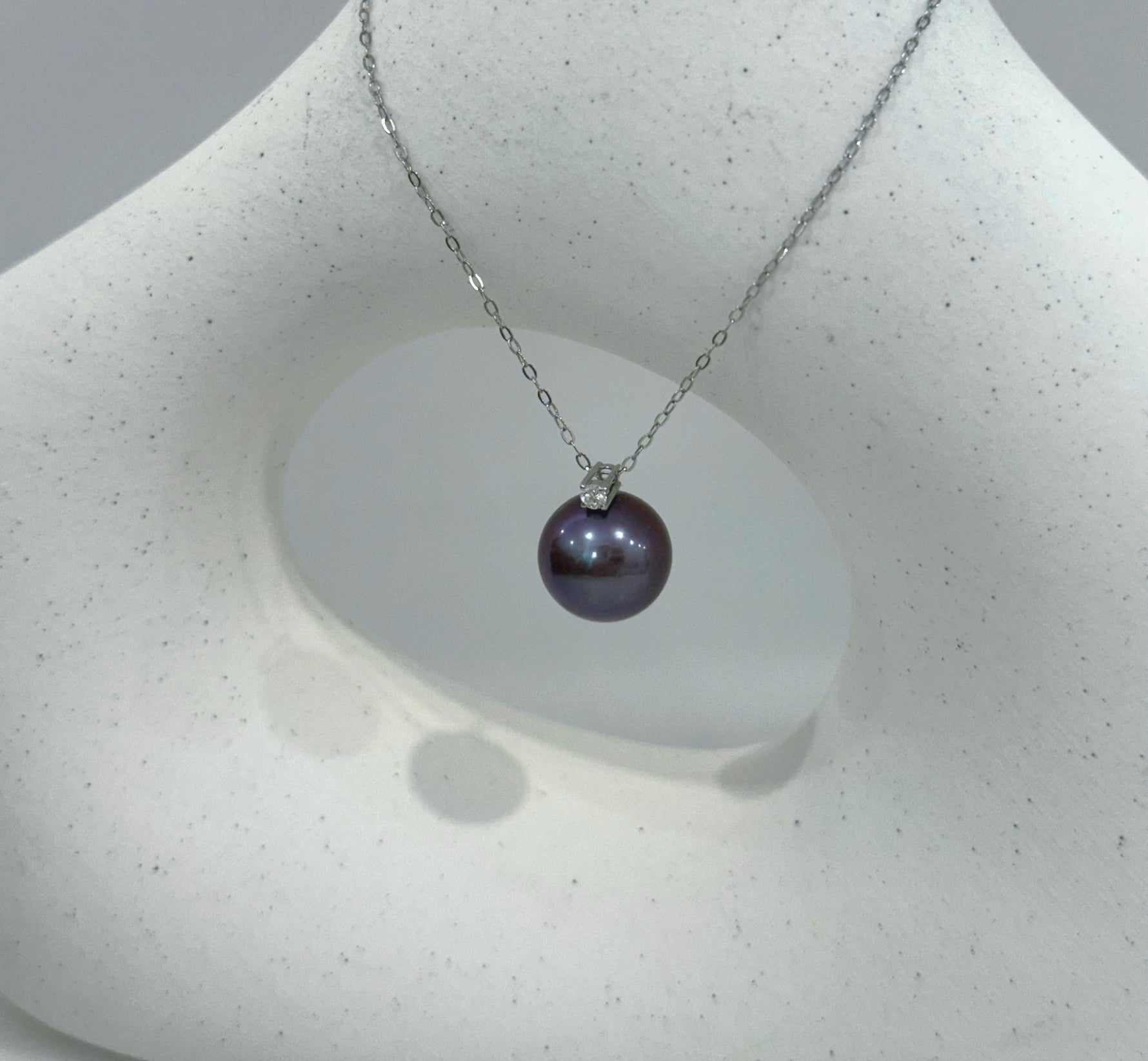 Au750 18K Gold Real Diamond Edison Purple Pendant for her