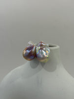 fireball rose iridescent baroque pearl silver cool earrings for her engagement
