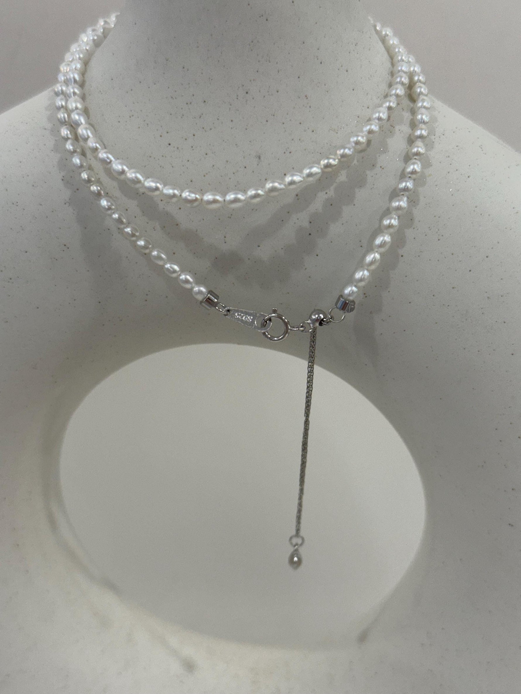 Extremely strong luster cold white keshi pearls necklace strand for her anniversary