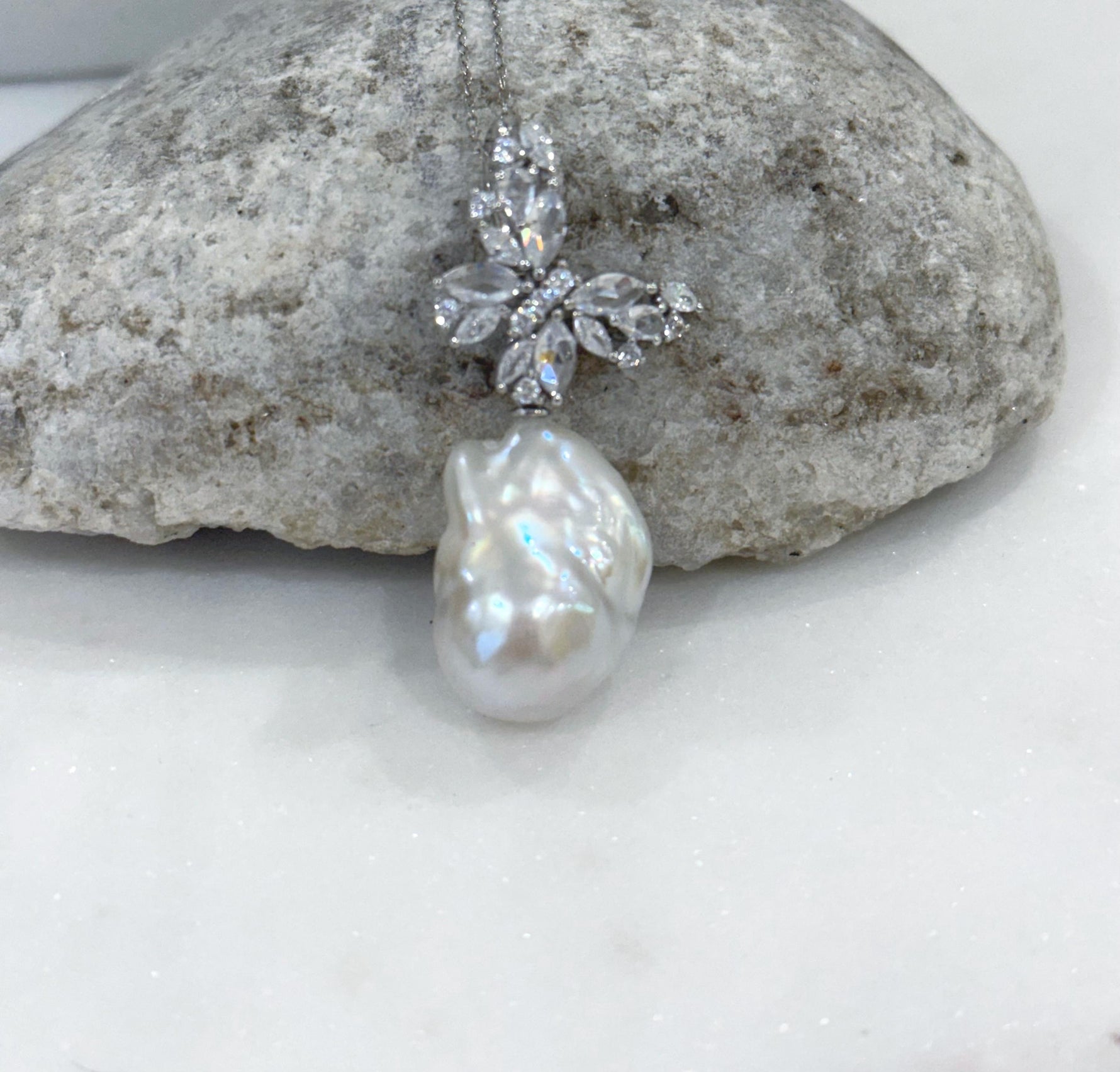 white iridescent baroque pearl butterfly pendant for girls