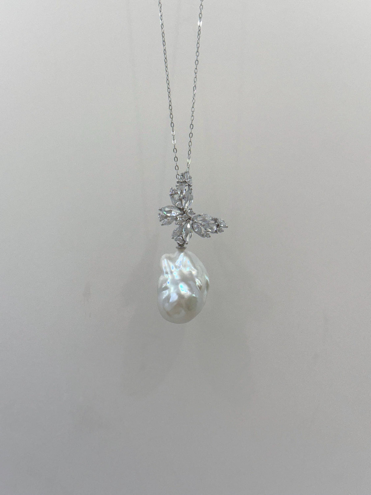 white iridescent baroque pearl butterfly pendant for her ladies