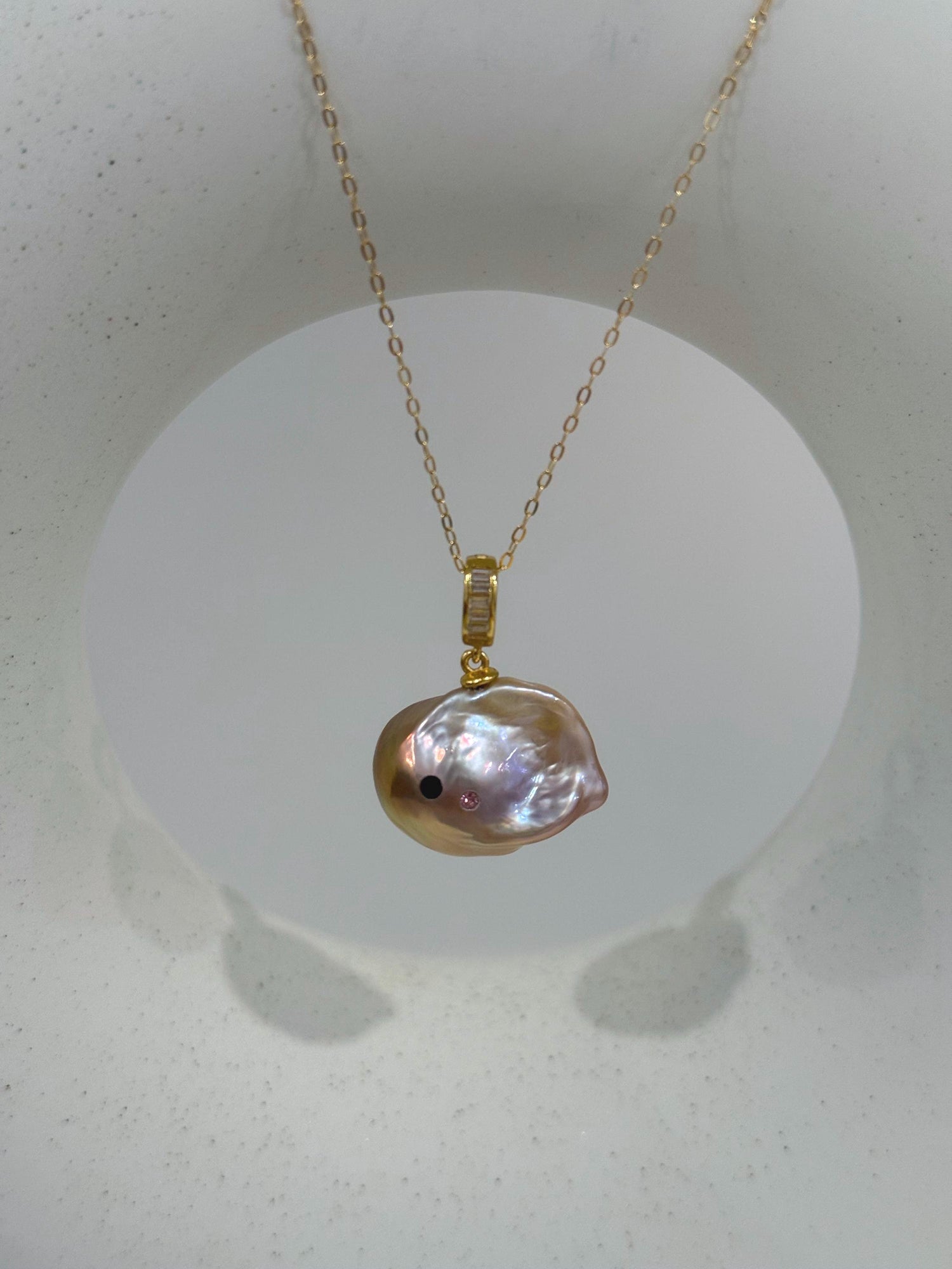 Orange pink gold multicolor baroque fish design pendant for her