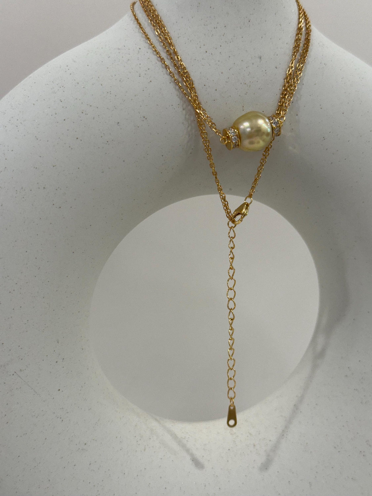 South sea golden pearl s925 silver double layers necklace set for her graduation