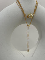 South sea golden pearl s925 silver double layers necklace set for her graduation