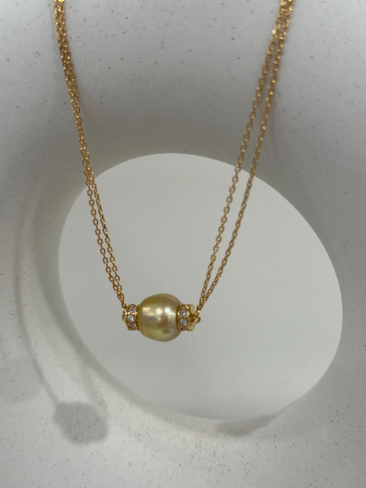 South sea golden pearl s925 silver double layers necklace set for her daily wear
