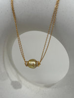 South sea golden pearl s925 silver double layers necklace set for her daily wear