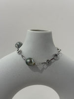 Tahitian tri-pearls s925 silver adjustable bracelet for her daily wear