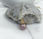 Edison blush pink pearl gold hue minimalist pendant for her