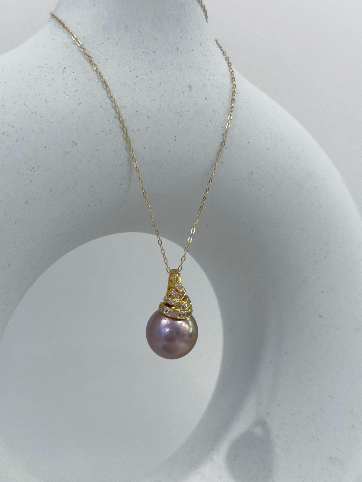 Edison blush pink pearl gold hue minimalist pendant for her anniversary