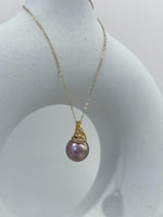 Edison blush pink pearl gold hue minimalist pendant for her anniversary