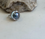 Australian Ocean round Mabe S925 silver adjustable ring for her birthday