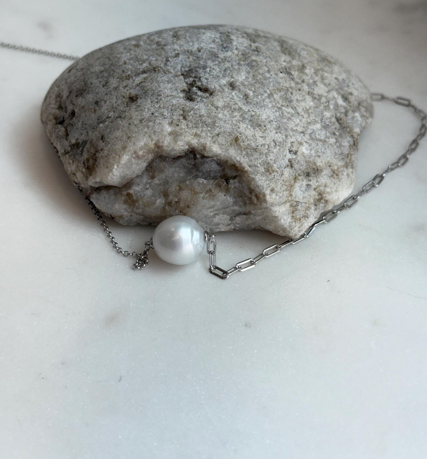 Australian Ocean White pearl S925 Silver AB chain necklace set for her birthday