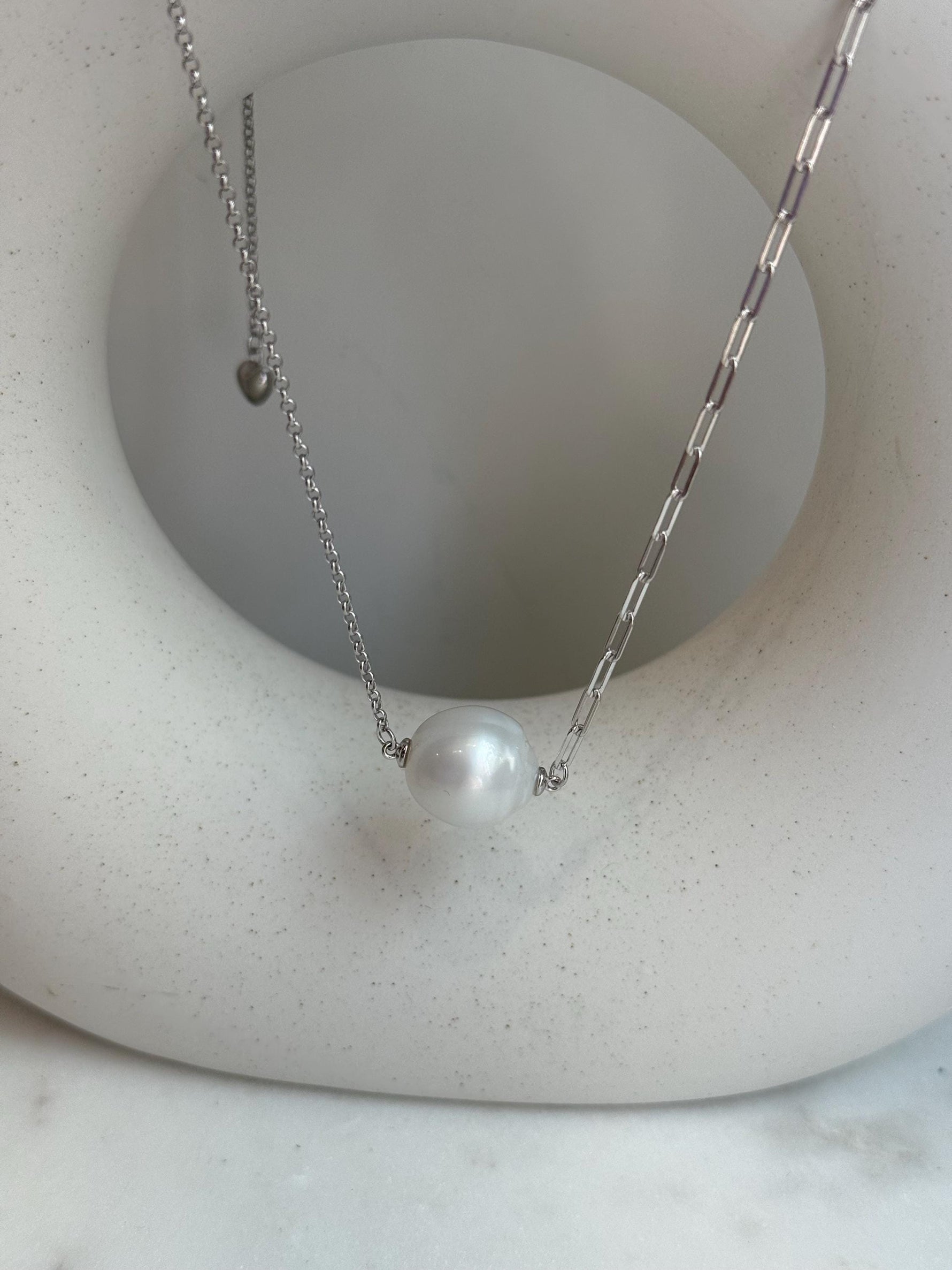 Australian Ocean White pearl S925 Silver AB chain necklace set for her daily wear