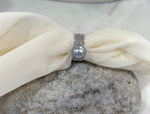 Tahitian silver platinum pearl silver ring for her birthday