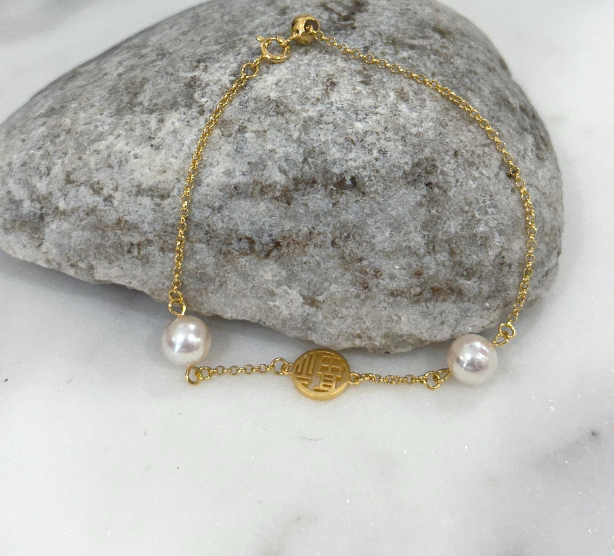Akoya double white pearls silver bracket for her