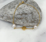 Akoya double white pearls silver bracket for her