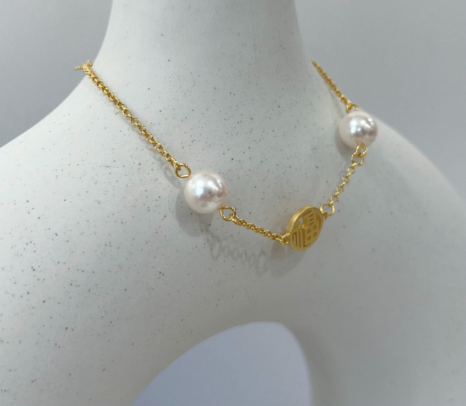 Akoya double white pearls silver Chinese stylish bracket for her