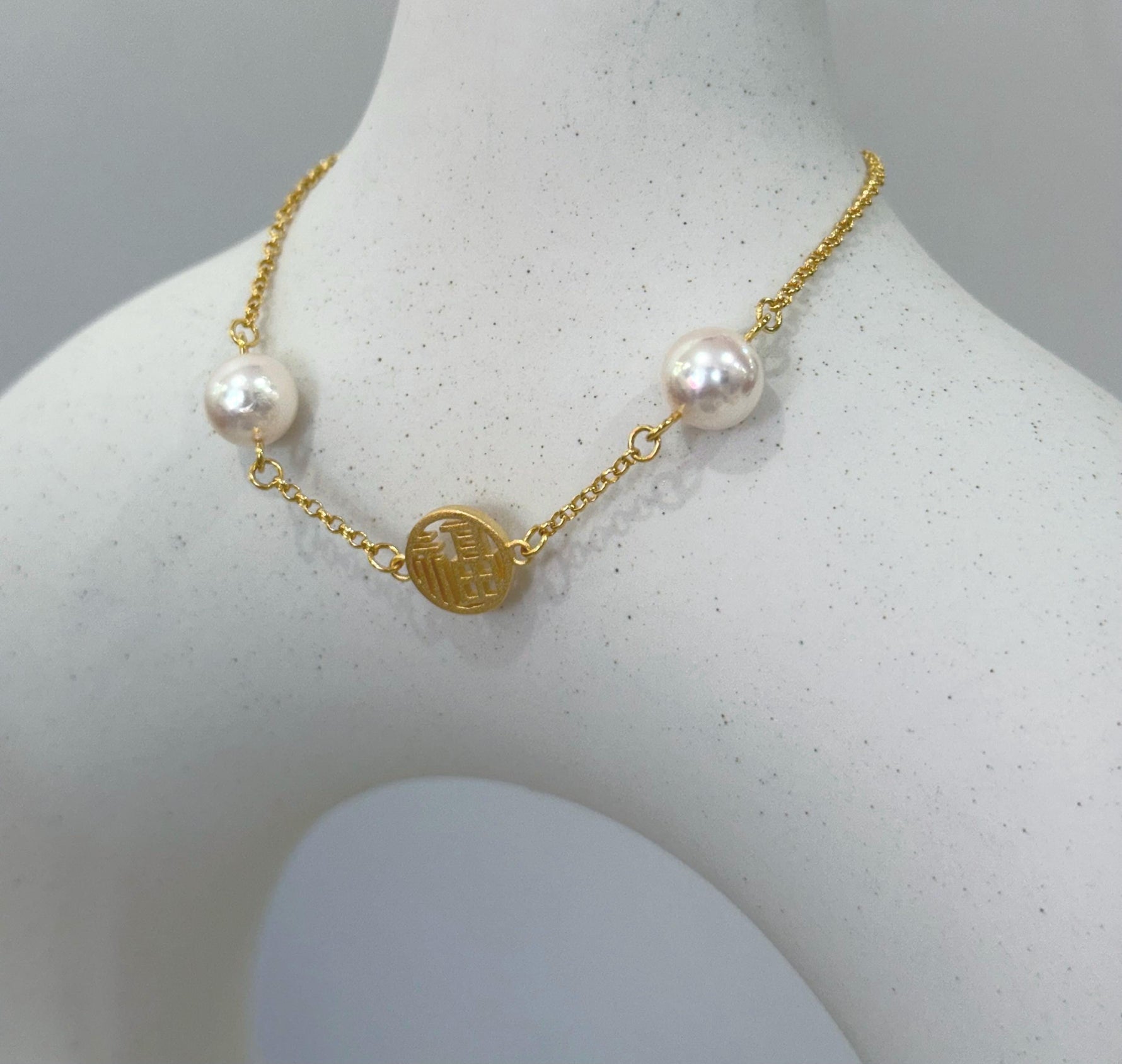 Akoya double white pearls silver Chinese stylish bracket for her birthday