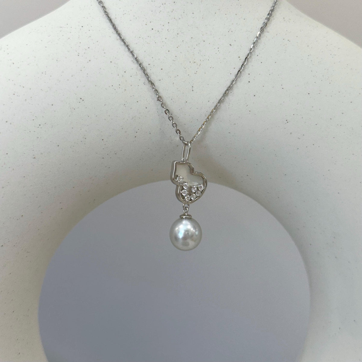 Akoya Ocean blue silver pearl Gourd pendant necklace set for her anniversary