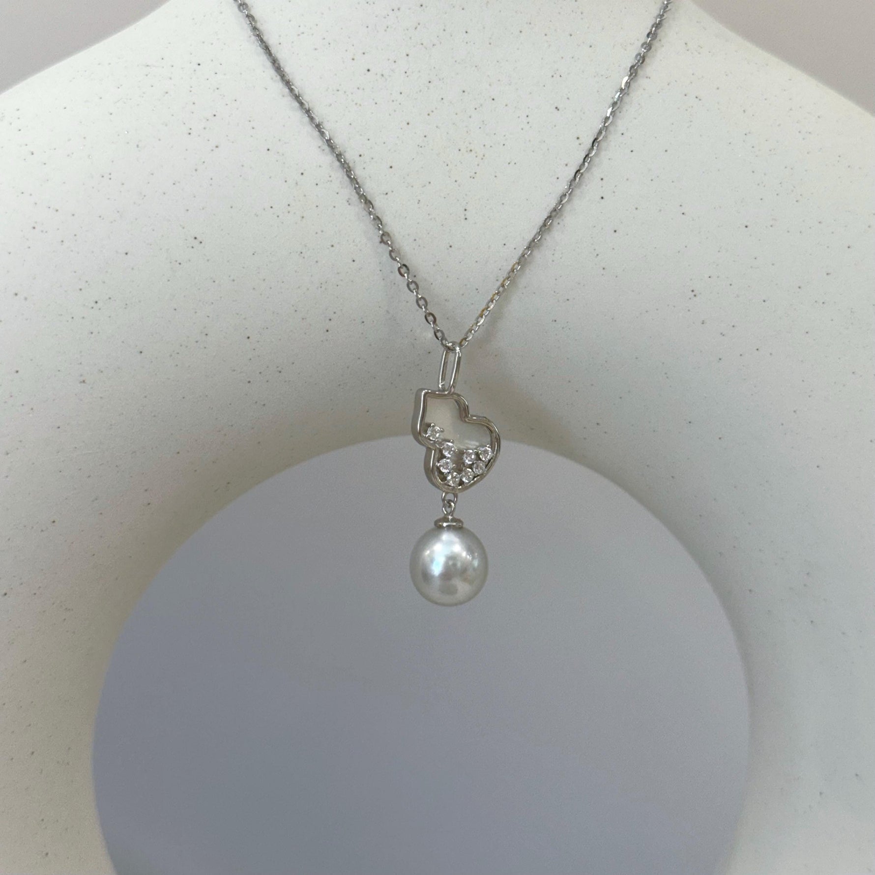 Akoya Ocean blue silver pearl Gourd pendant necklace set for her anniversary