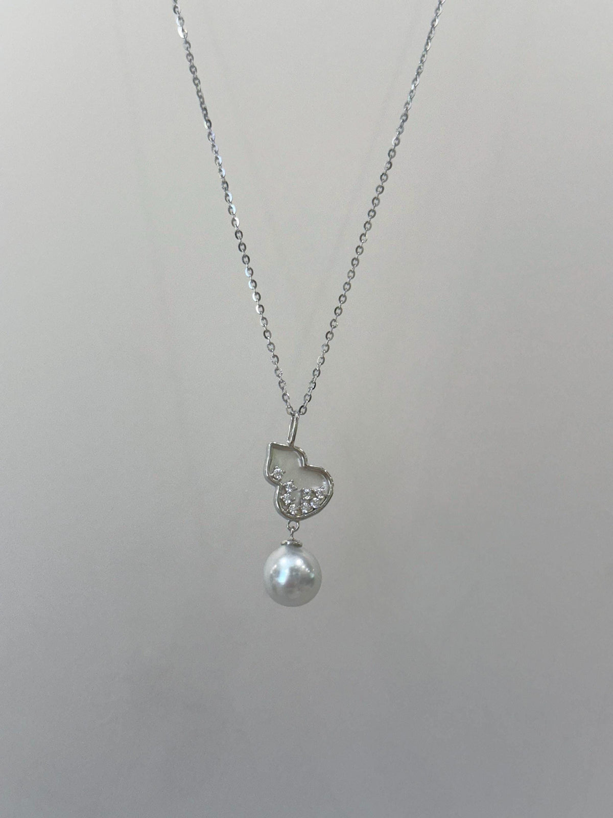 Akoya Ocean blue silver pearl Gourd pendant necklace set for her engagement