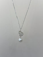 Akoya Ocean blue silver pearl Gourd pendant necklace set for her engagement