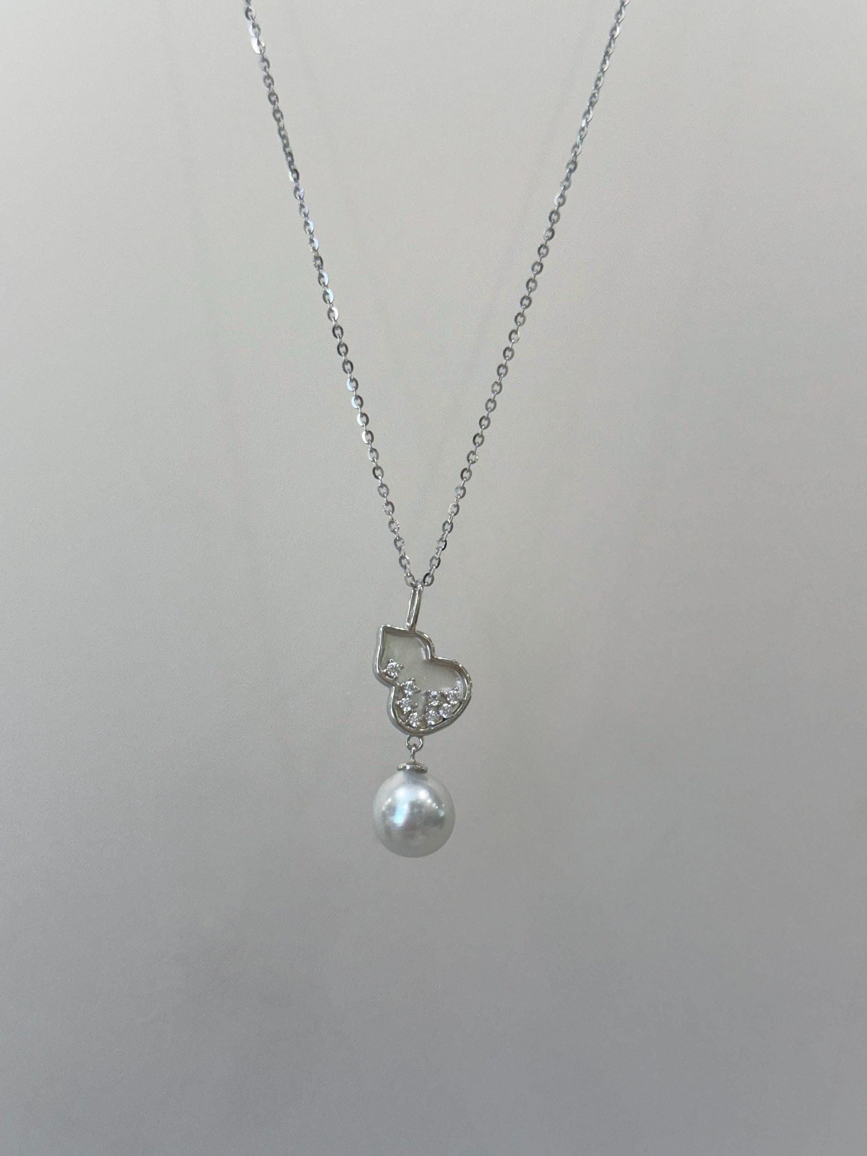 Akoya Ocean blue silver pearl Gourd pendant necklace set for her engagement