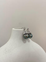 Tahitian peacock Greeen Vintage silver earrings for her engagement