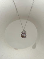Freshwater Metallic lavender pearl pendant necklace set for her