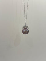 Freshwater Metallic lavender pearl pendant necklace set for her birthday