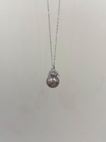 Freshwater Metallic lavender pearl pendant necklace set for her anniversary