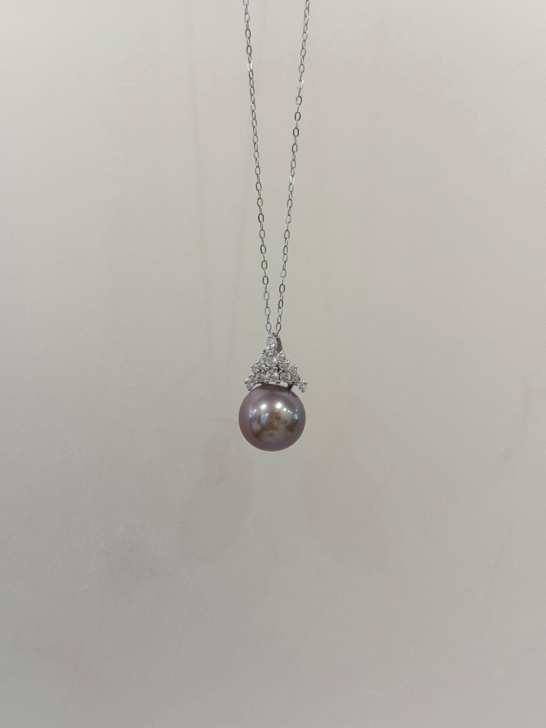 Freshwater Metallic lavender pearl pendant necklace set for her anniversary