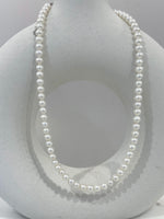 Small cold white pearl minimalist pearl necklace strand for her