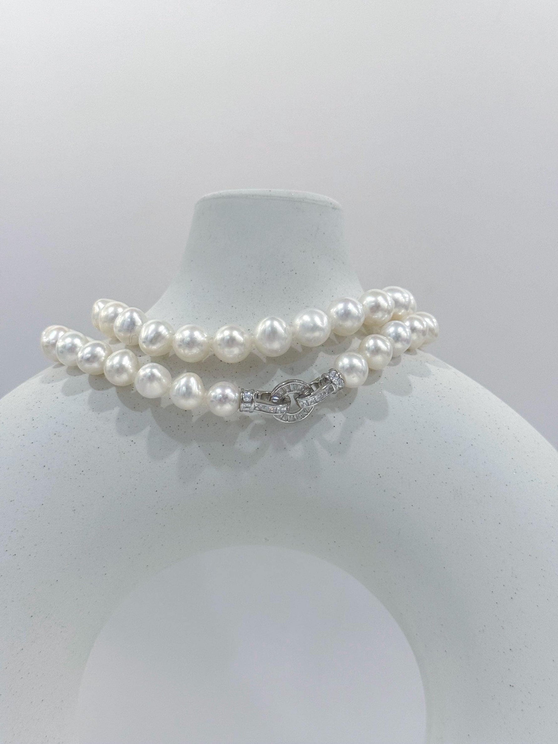 white pearl minimalist necklace strand for her