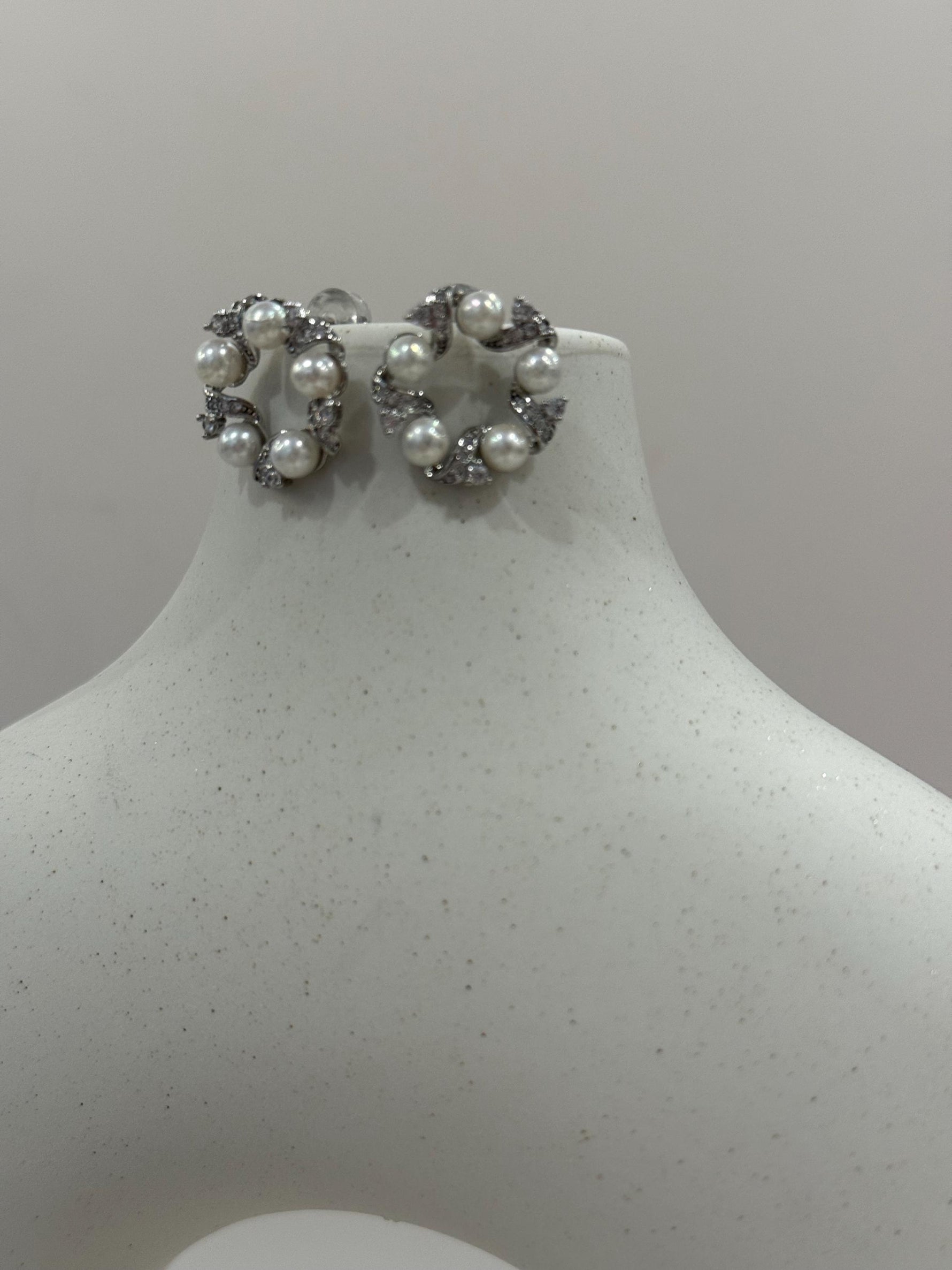Akoya White Pearls vintage  earrings for her office wear