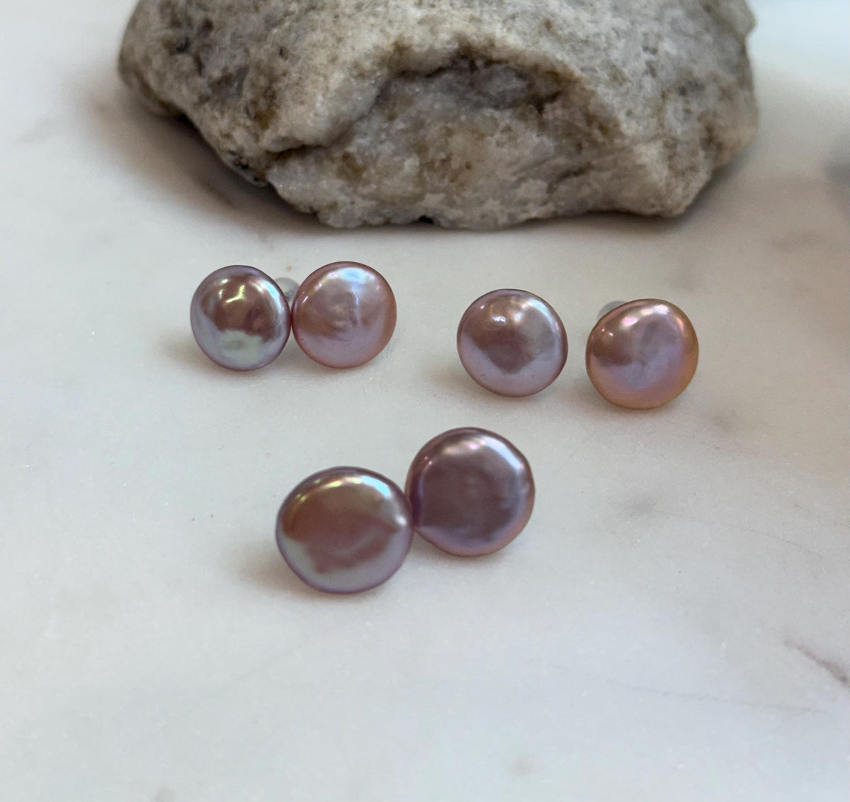 Rose Freshwater Keshi round button pearls s925 silver ring for her office wear