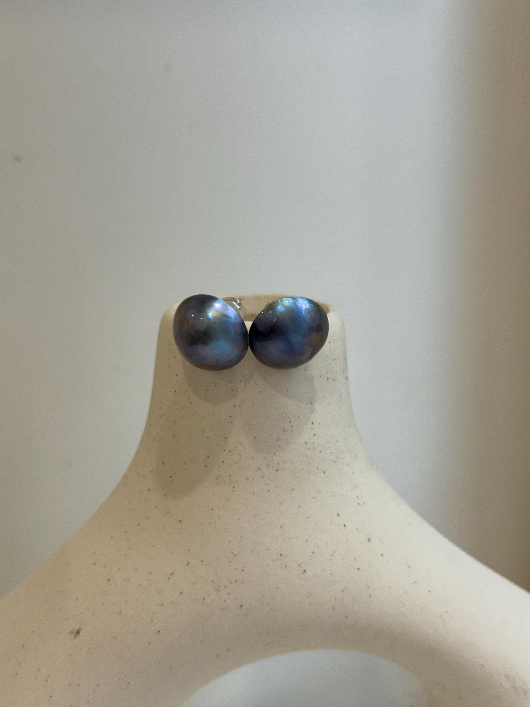sky blue ocean Mabe pearls s925 silver earrings stud for her graduation