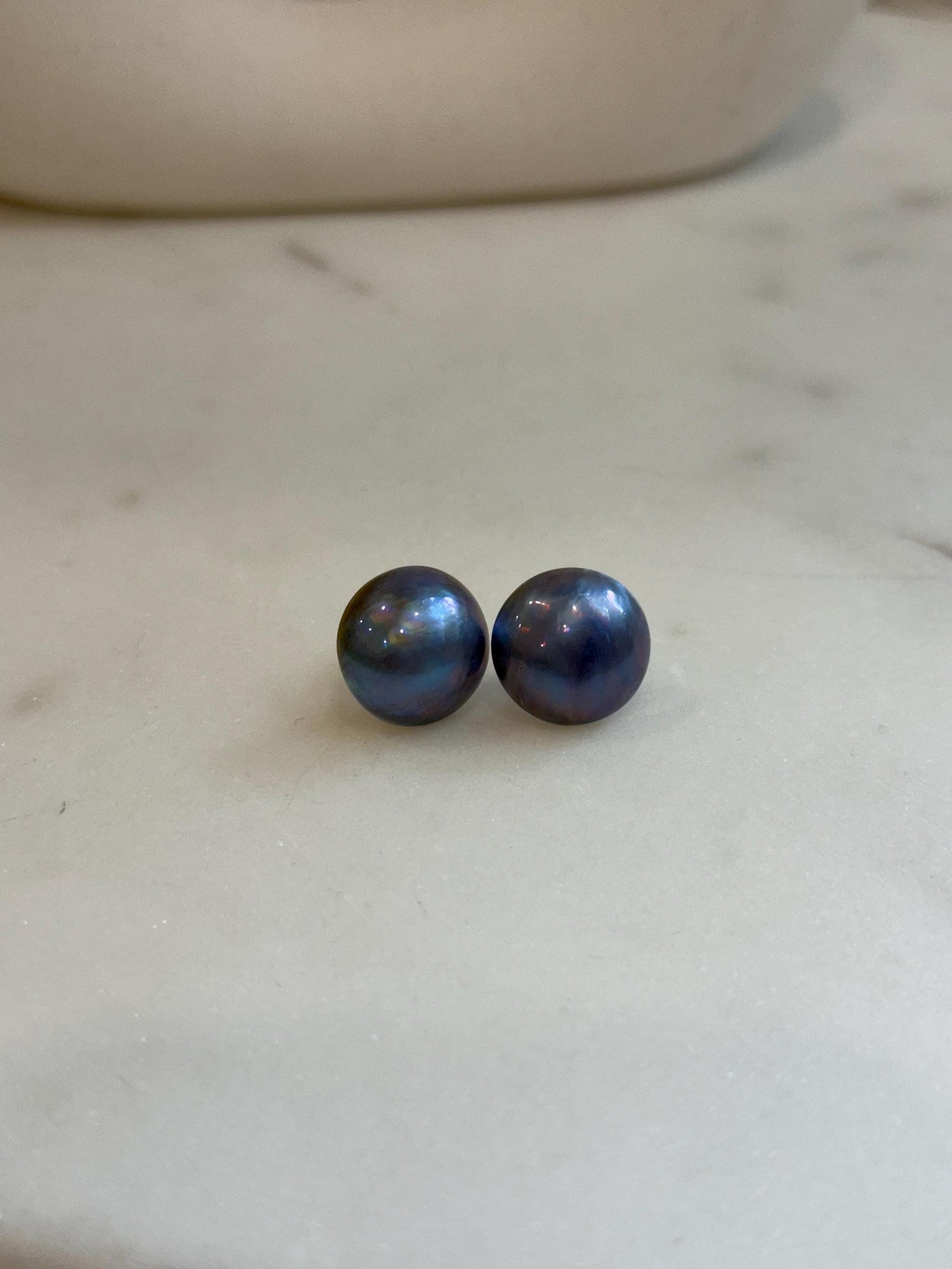 sky blue ocean Mabe pearls s925 silver earrings stud for her engagement