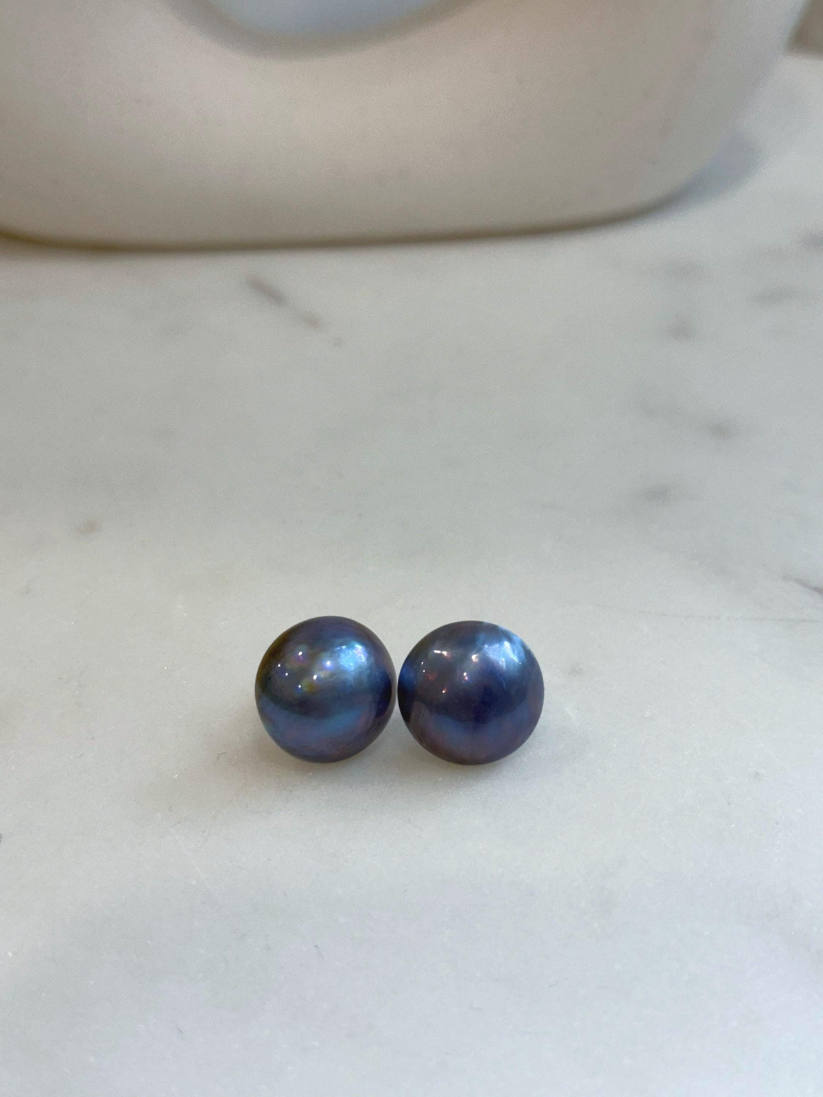 sky blue ocean Mabe pearls s925 silver earrings stud for her birthday