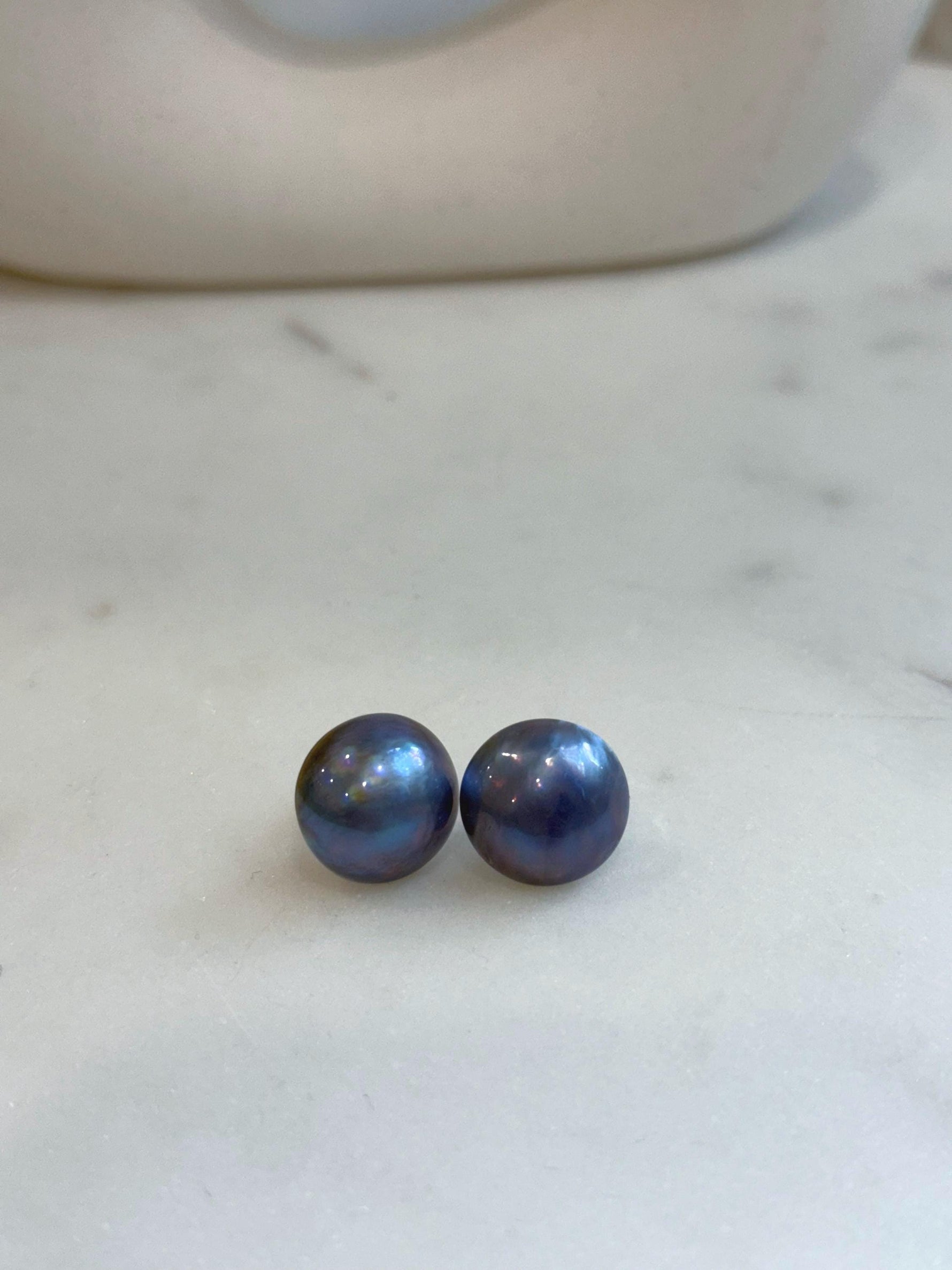 sky blue ocean Mabe pearls s925 silver earrings stud for her birthday