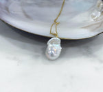 Freshwater white iridescent baroque pearl pendant necklace set for her birthday