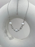 Australian ocean saltwater tri pearls silver chain necklace set for her daily wear