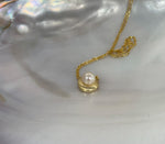 Akoya off white ocean pearl minimalist pendant necklace set for her office wear