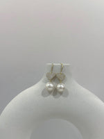 Edison white pearl heart silver earrrings for her anniversary
