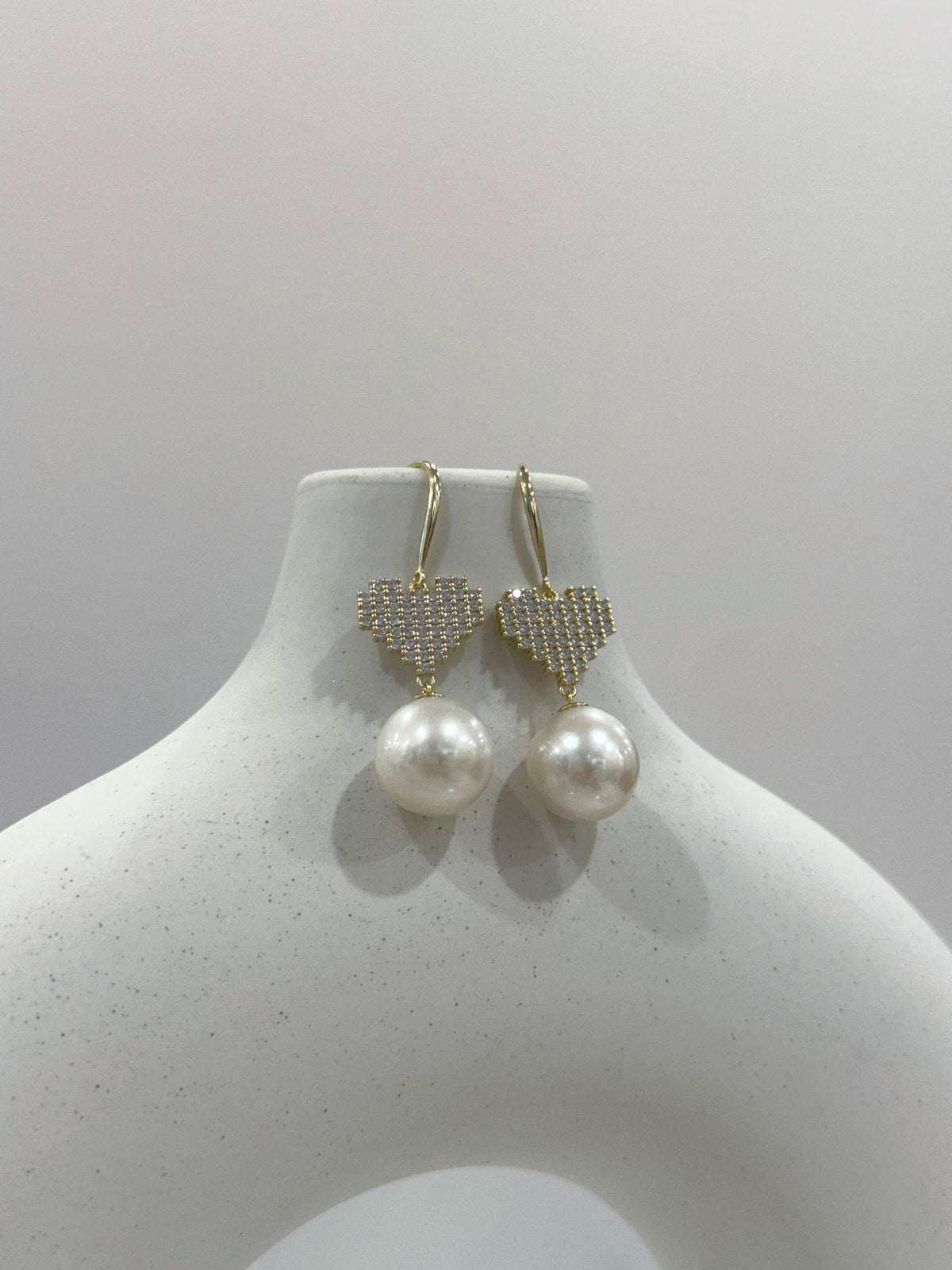 Edison white pearl heart silver earrrings for her daily wear