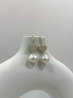 Edison white pearl heart silver earrrings for her daily wear