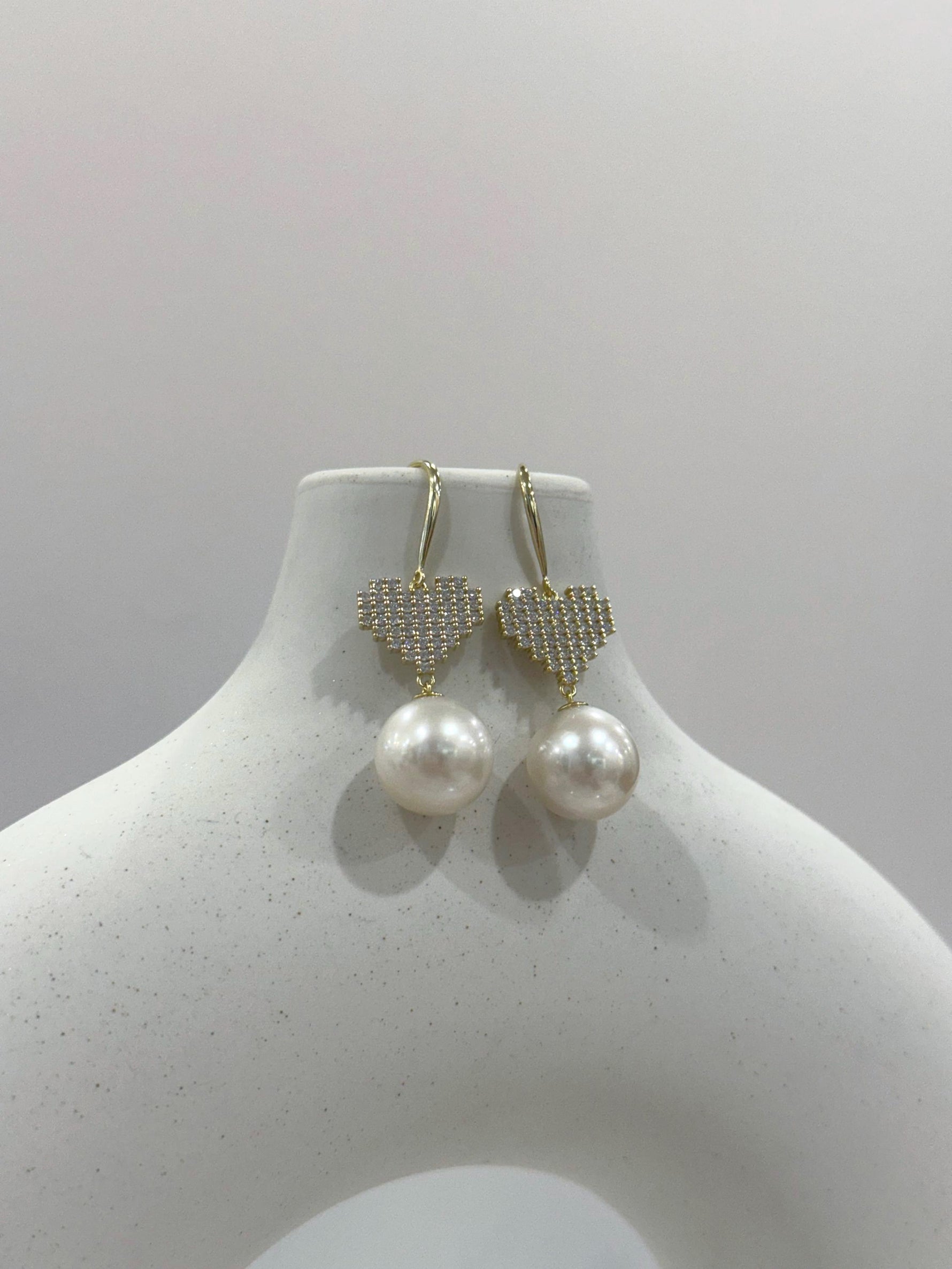 Edison white pearl heart silver earrrings for her daily wear