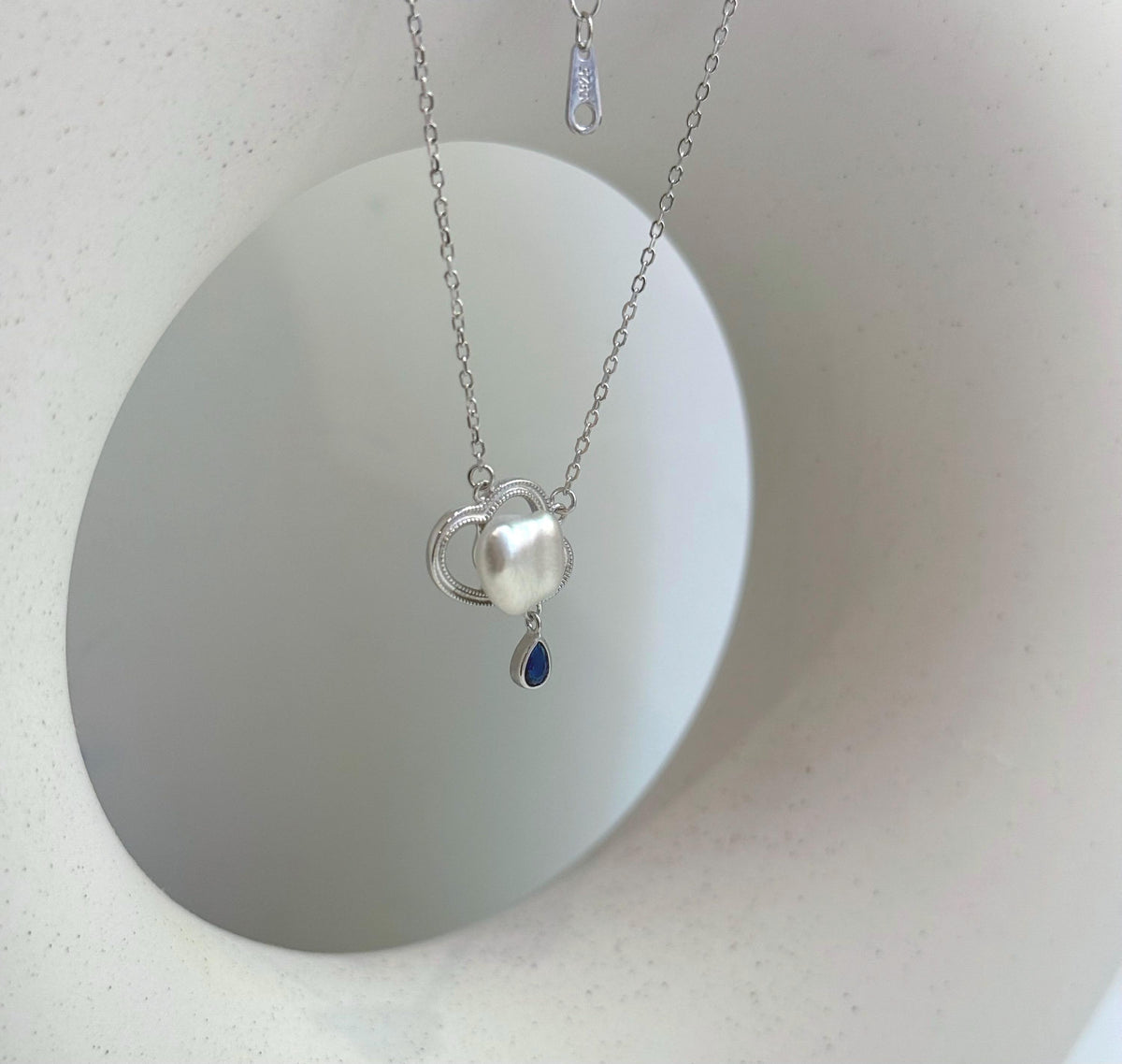 Australian ocean white keshi pearl s925 silver cloud design pendant necklace set for her