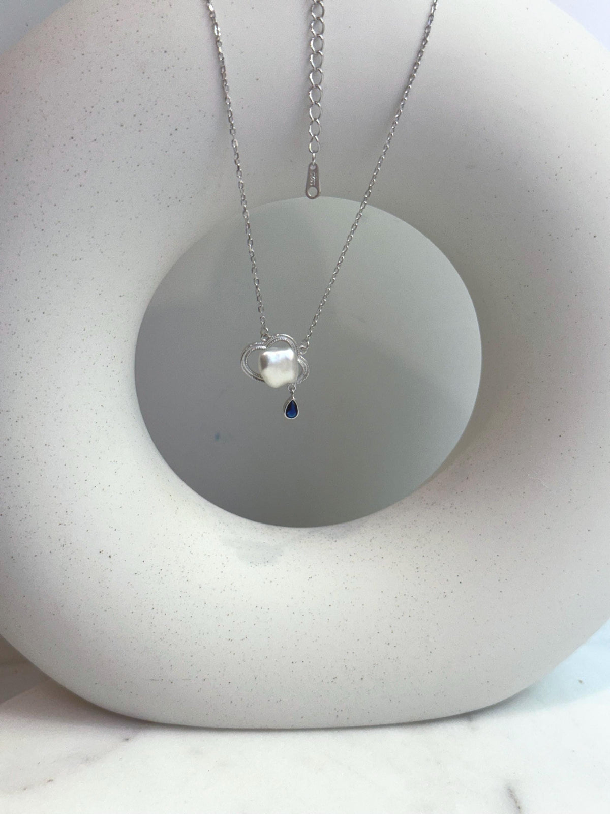 Australian ocean white keshi pearl s925 silver cloud design pendant necklace set for her anniversary